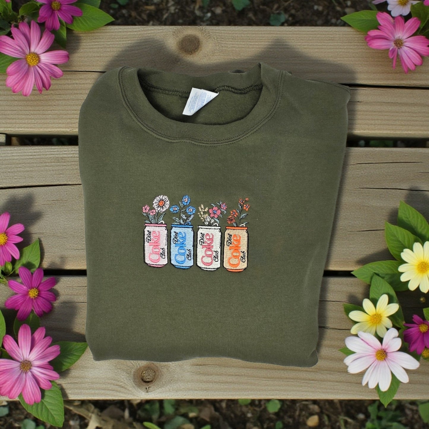 Diet Coke Club Embroidered Crewneck Sweatshirt - Front Pouch Pocket