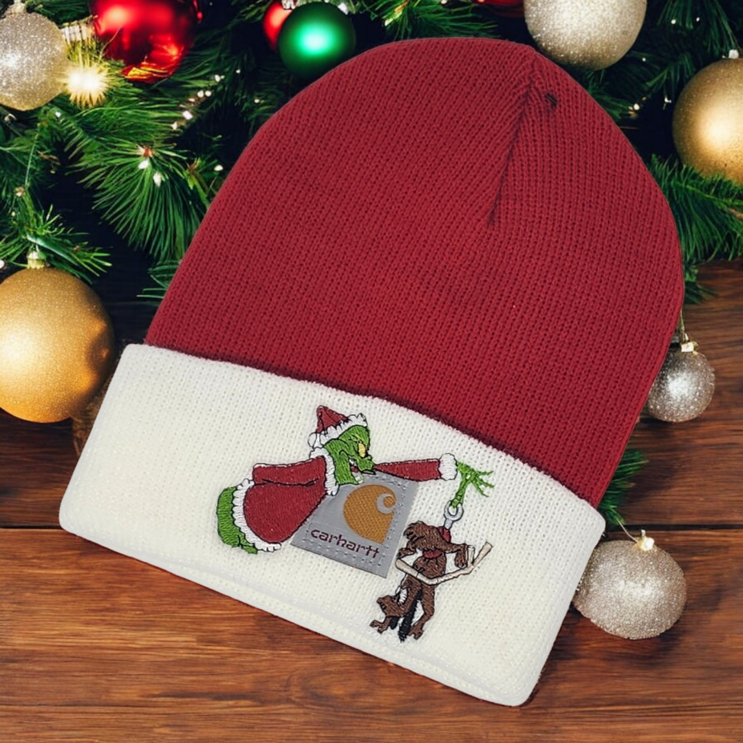 TODDLER or YOUTH Size Christmas Embroidered Beanie