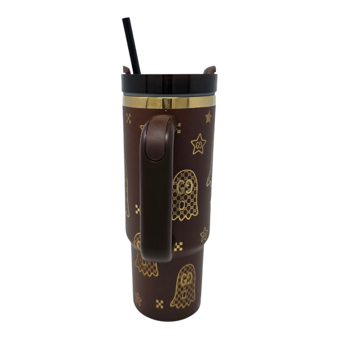 Ghostly Designer Look Brown and Gold 30oz Tumbler