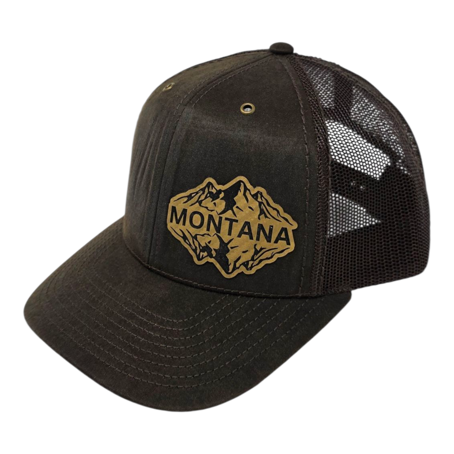 Montana Mountain Laser Engraved Patch on Richardson 112WF Fremont Trucker Cap