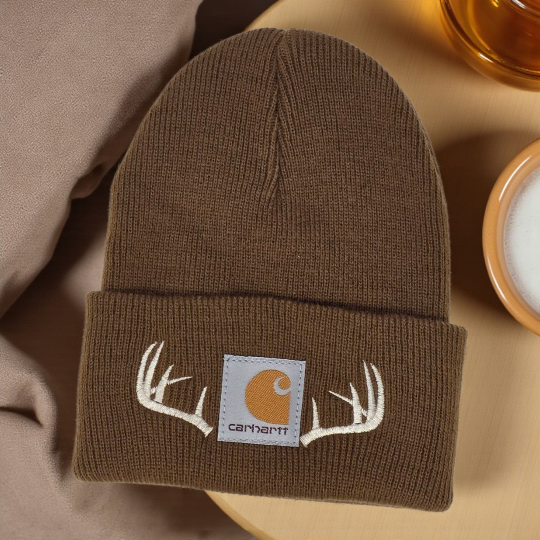 TODDLER/BABY Moose Deer or Elk Antler beanie  Embroidered Boy's Winter Hat Woodland Theme Outdoor Mountain Wildlife Child Hat Baby Boy Hat