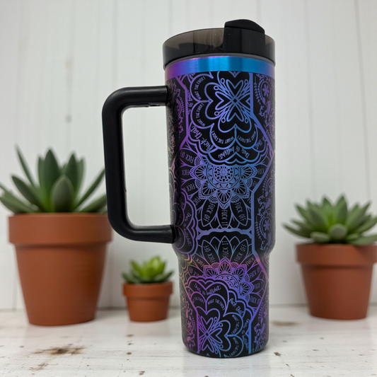 30oz Nurse Mandala Cuss Cup - Laser Engraved Hidden Swear Words