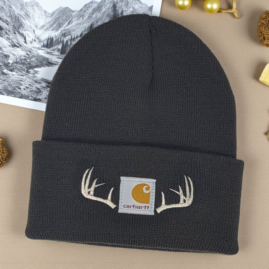 YOUTH Deer Antler beanie | Customizable Embroidered Boy's Winter Hat | Hunter | son | Grandson | kids hat