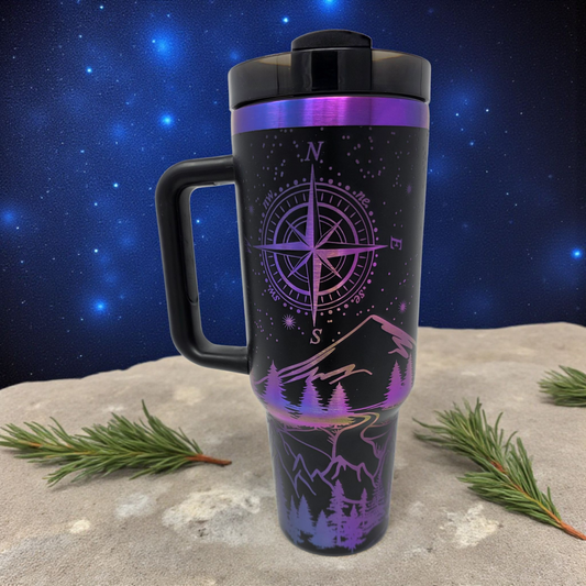40oz Laser Engraved Tumbler - "Not All Who Wander Are Lost"