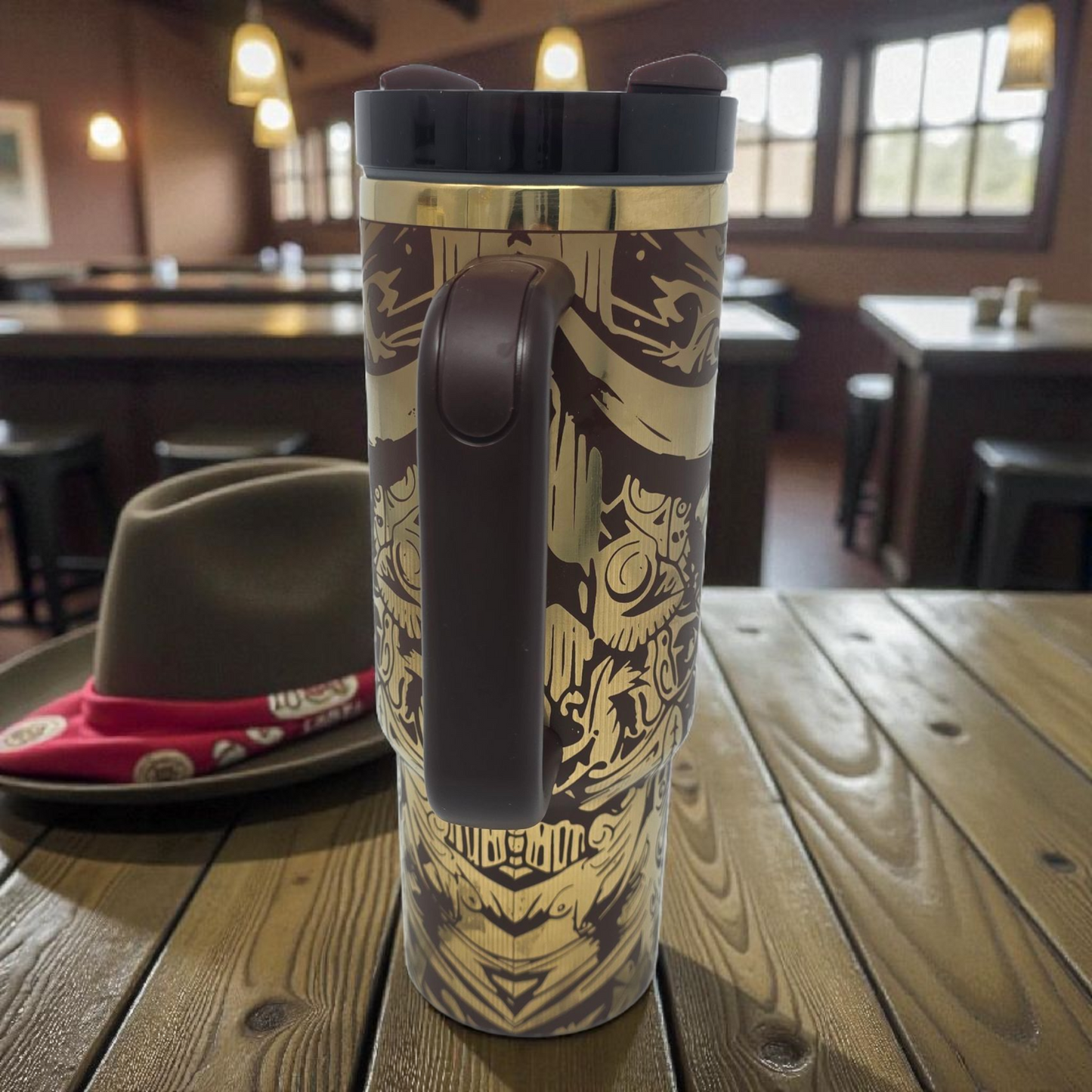 30oz Laser Engraved Western Cow Skull Tumbler – Full Wrap Design