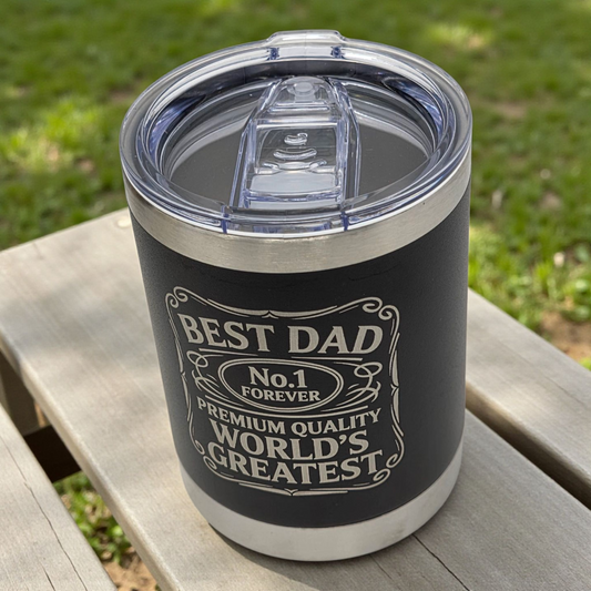 10oz Laser Engraved Best Dad Tumbler - Premium Stainless Steel Gift