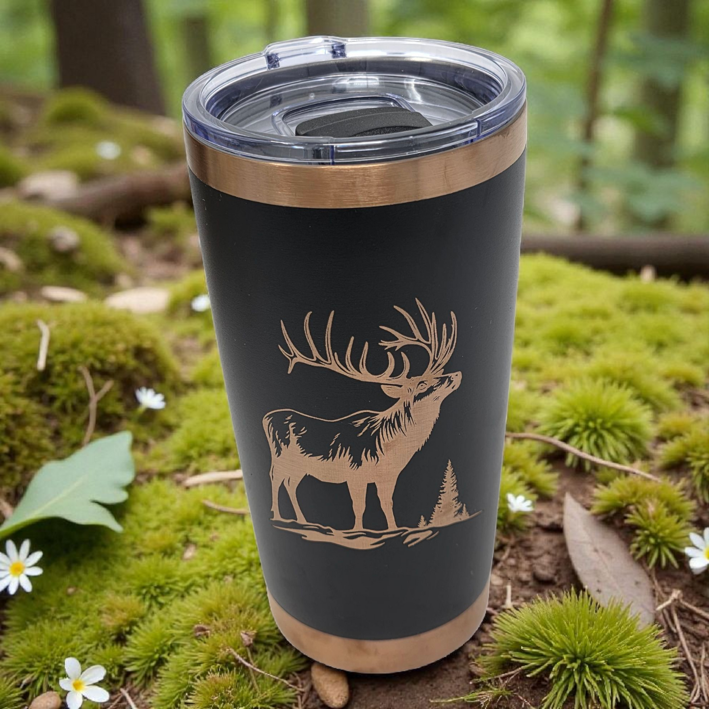 20oz Laser Engraved Tumbler – Double-Sided Elk Design