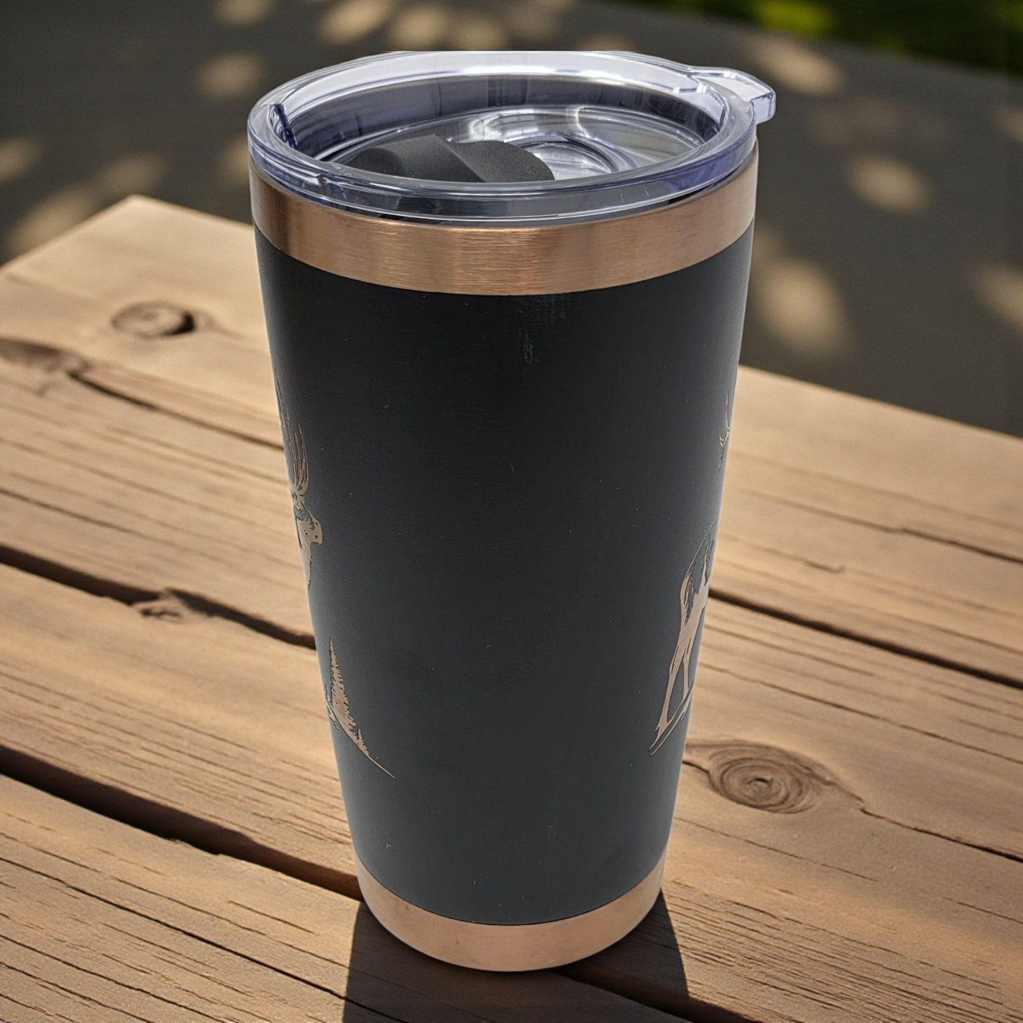 20oz Laser Engraved Tumbler – Double-Sided Elk Design