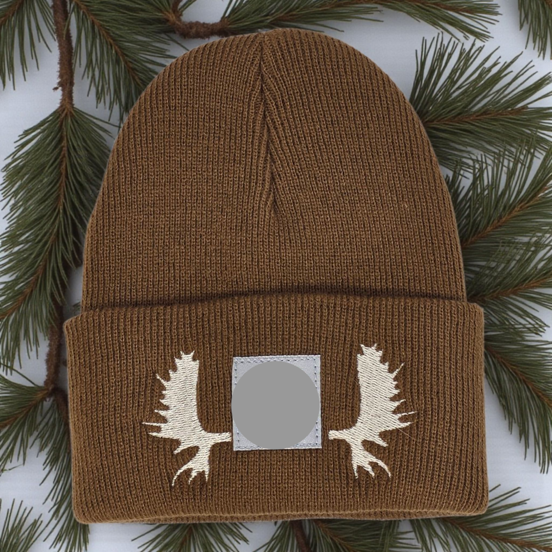 BABY/TODDLER Moose, Deer or Elk Antler beanie  Embroidered Boy's Winter Hat Woodland Theme Outdoor Mountain Wildlife Child Hat Baby Boy Hat