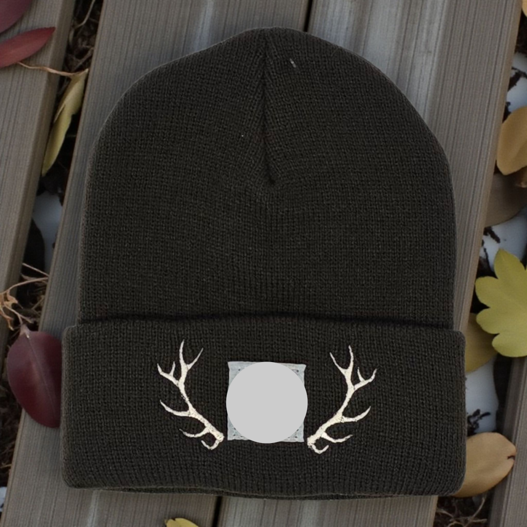Toddler Baby Elk Antler Beanie - Embroidered Woodland Winter Hat