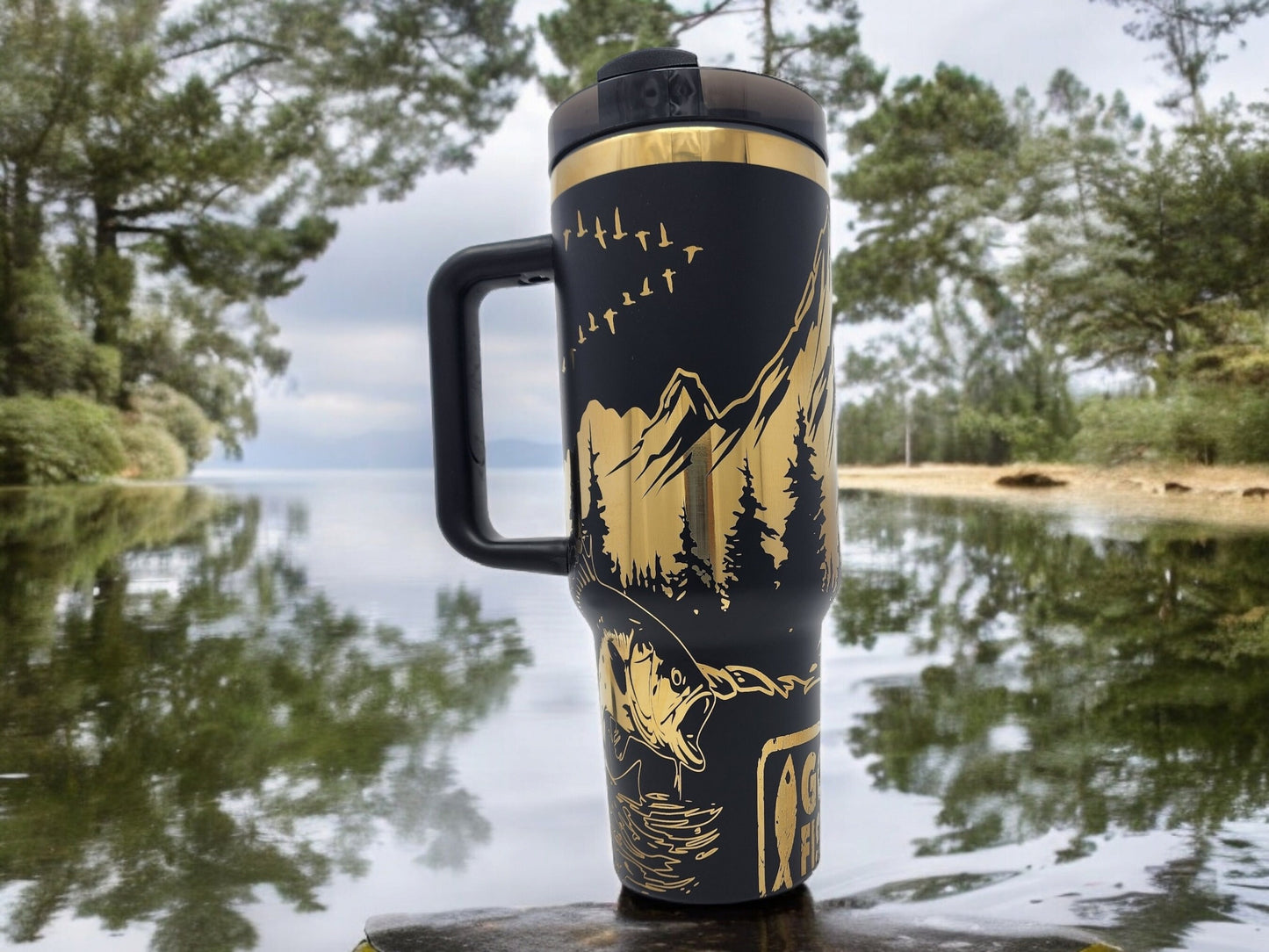 Custom Father's Day Gift Laser Engraved 40oz Tumbler Fisherman Husband Grandpa Gift for Dad Unique Gift Father's Day Gift Personalized