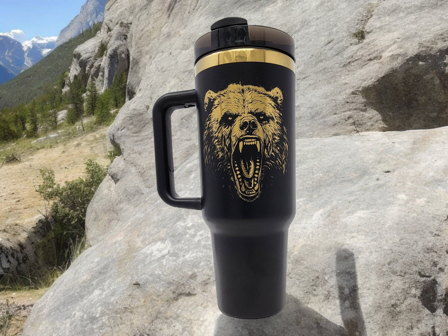 Custom Father's Day Gift Laser Engraved 40oz Tumbler Grizzley Husband Grandpa Gift for Dad Unique Gift Father's Day Gift Personalized