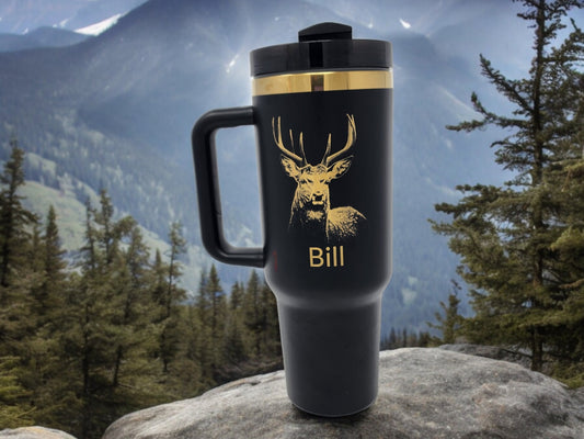 Personalized Father's Day Gift Laser Engraved 40oz Tumbler Deer Hunter Dad Husband Grandpa Gift for Dad Unique Gift Custom Father's Day Gift