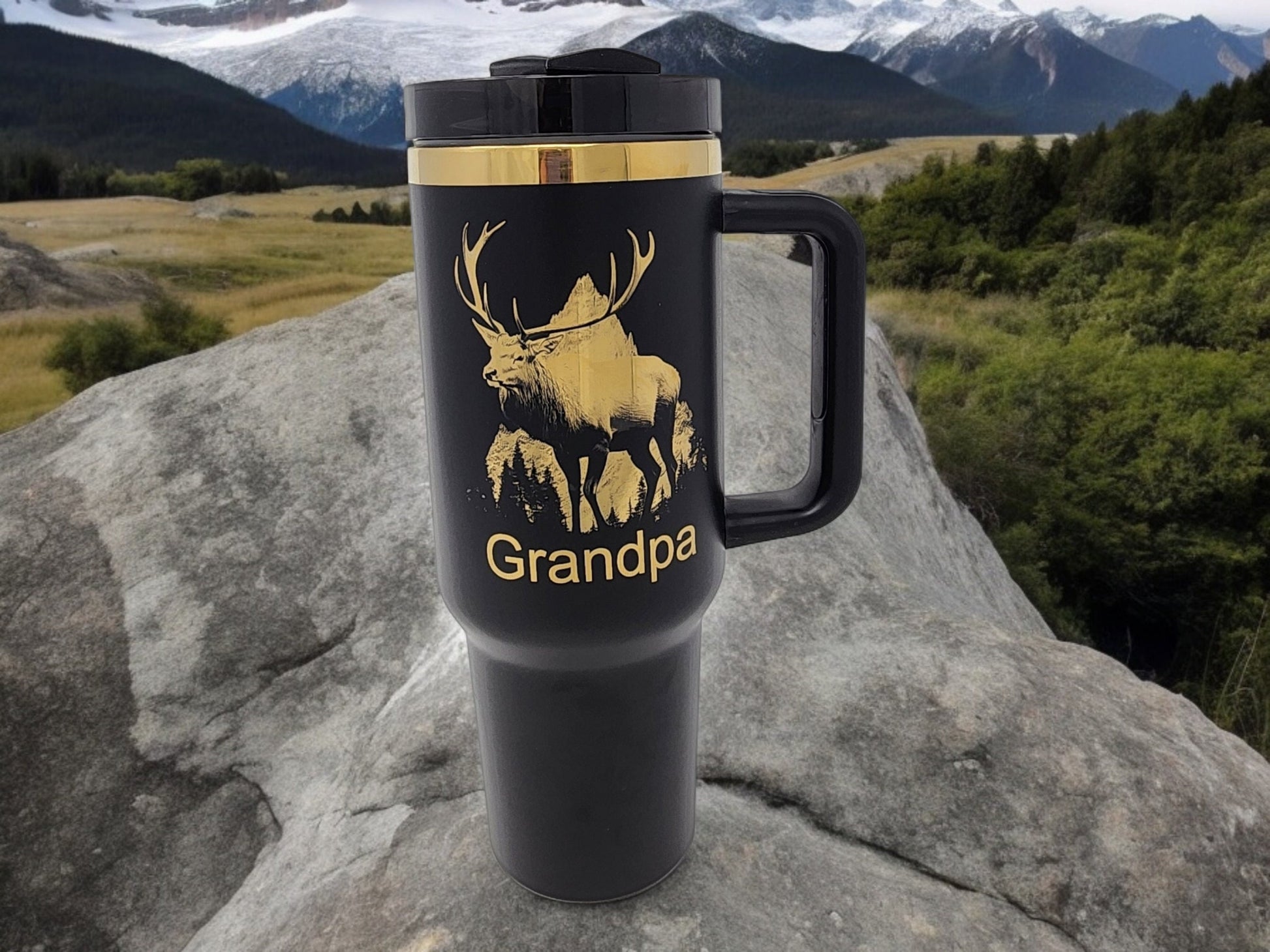 Personalized Father's Day Gift Laser Engraved 40oz Tumbler Elk Hunter Dad Husband Grandpa Gift for Dad Unique Gift Custom Father's Day Gift