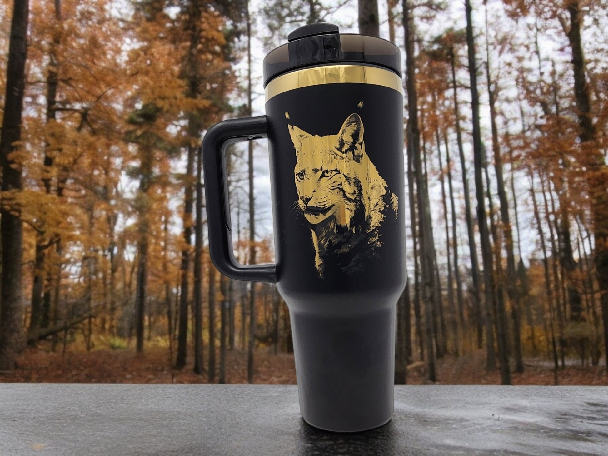 Custom Father's Day Gift Laser Engraved 40oz Tumbler Bobcat Husband Grandpa Gift for Dad Unique Gift Father's Day Gift Personalized