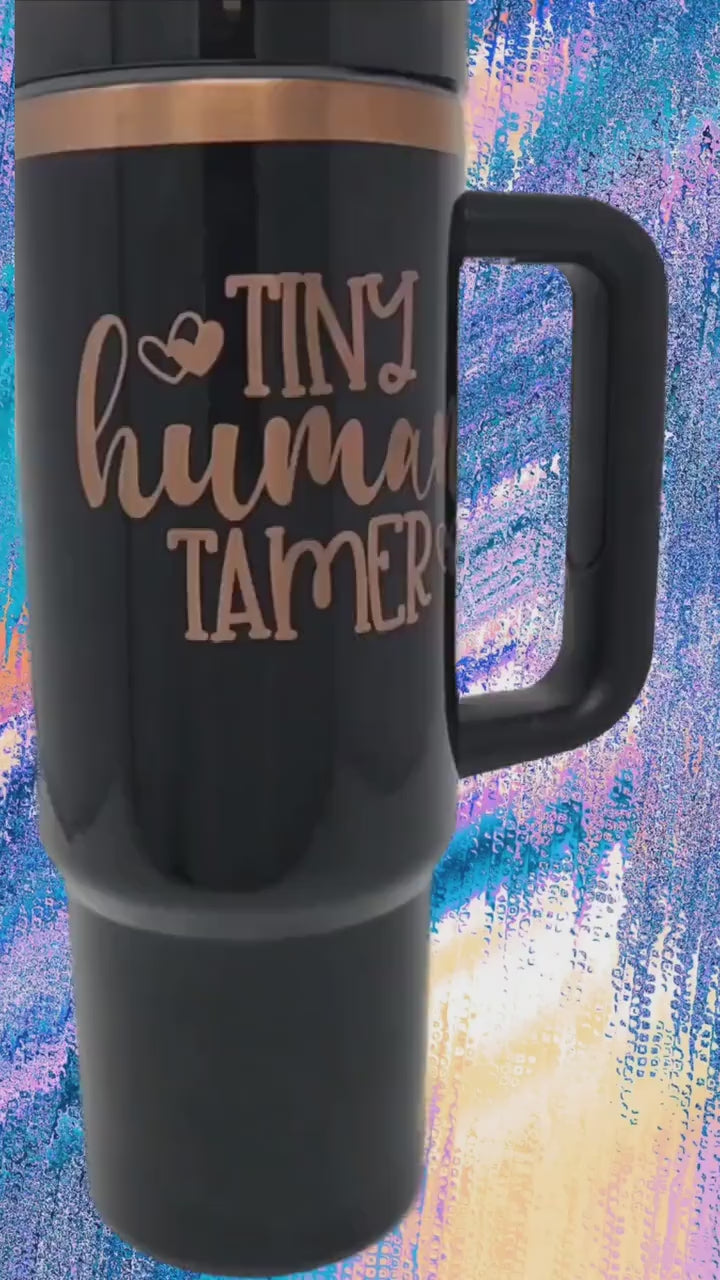 Custom PRESCHOOL Teacher or DAYCARE Provider Gift Laser Engraved 30oz Tumbler Personalized Childcare Tiny Human Tamer