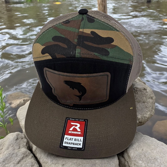 Richardson Flat Bill Snapback – Laser Engraved Montana State with Cutout Trout