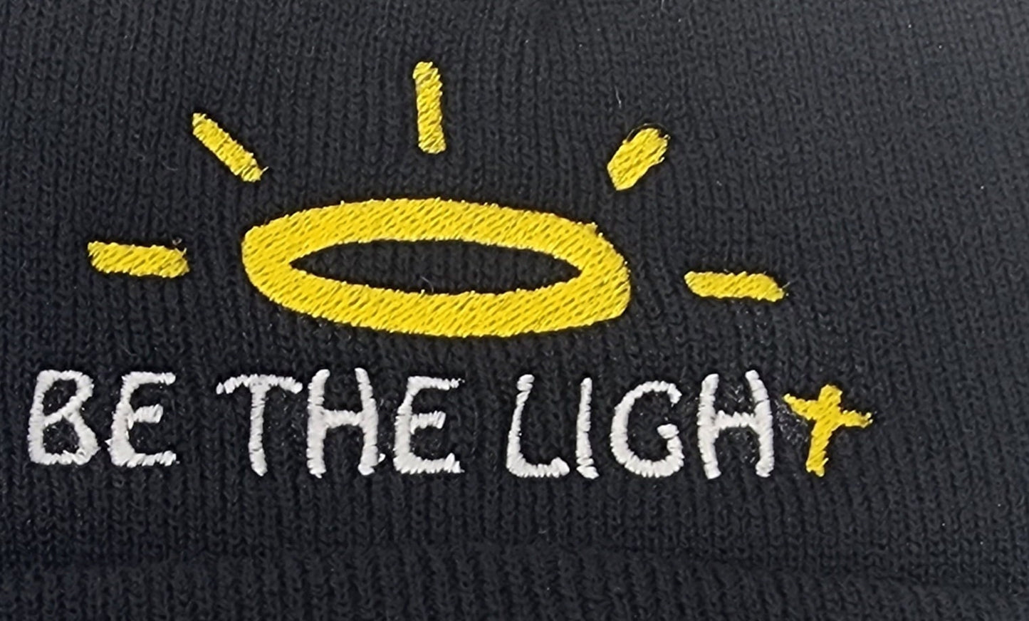 Embroidered "Be the Light" Beanie with rechargeable light| Embroidered Hat | Camping | Walking | Hiking | Jogging | Night Shift