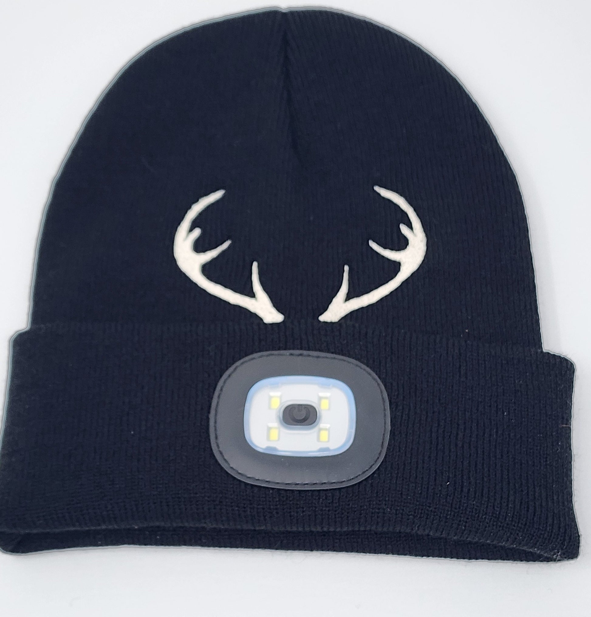 Deer Antlers Embroidered Beanie with rechargeable light| Embroidered Hat | Camping | Walking | Hiking | Jogging | Night Shift
