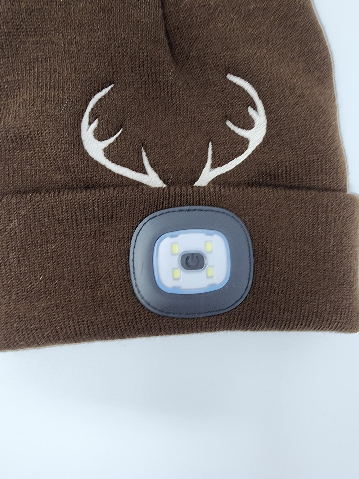 Deer Antlers Embroidered Beanie with rechargeable light| Embroidered Hat | Camping | Walking | Hiking | Jogging | Night Shift