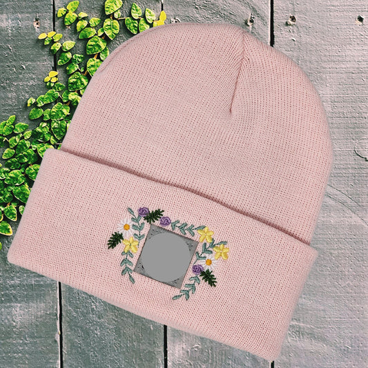 YOUTH Size Beanie with Embroidered Flowers | Unique Embroidered Child Winter Hat | Girl | Toddler