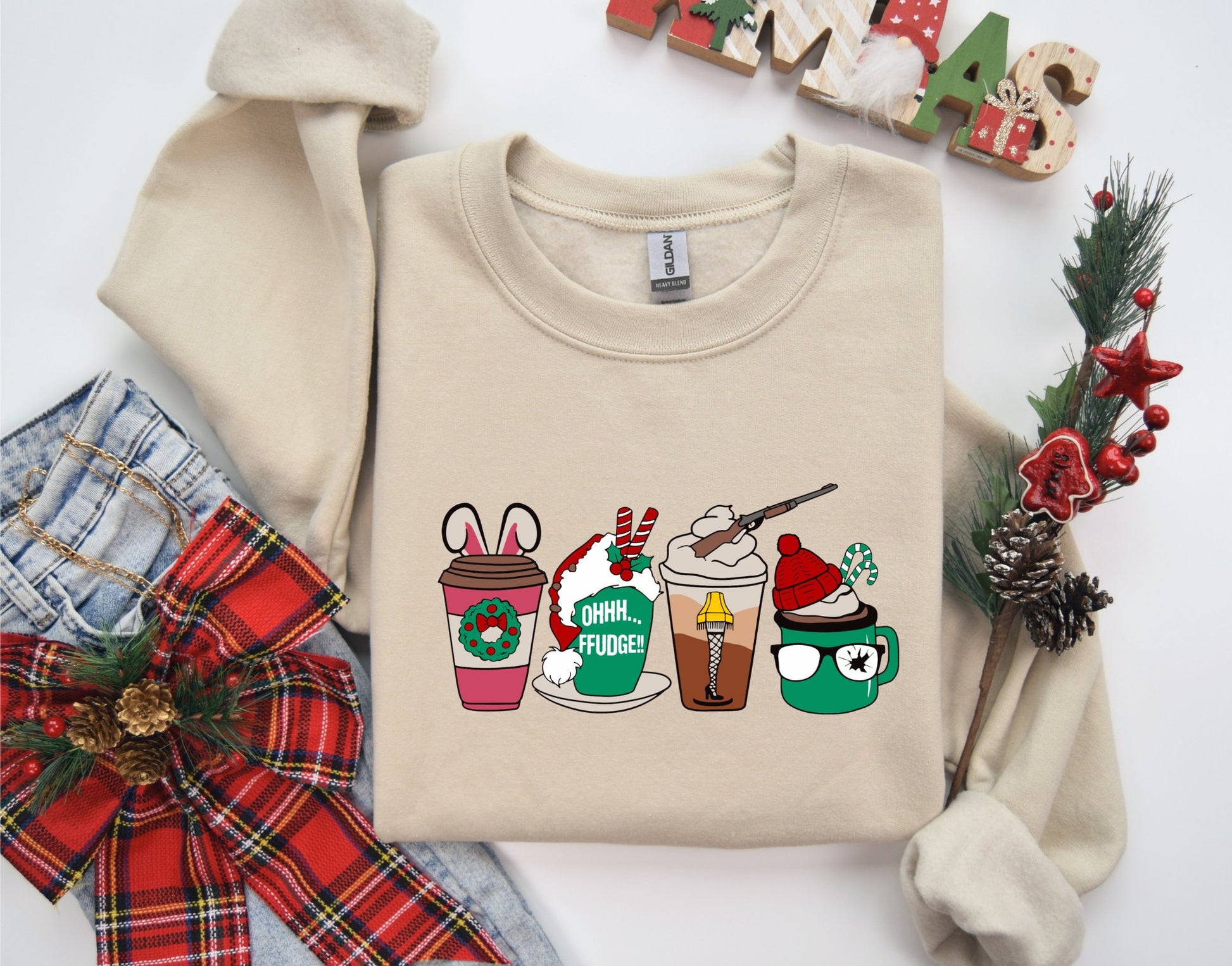 Christmas Cups Crewneck Sweatshirt | Oh Fudge | Christmas Shirt