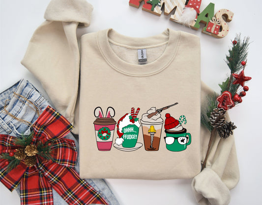 Christmas Cups Crewneck Sweatshirt | Oh Fudge | Christmas Shirt