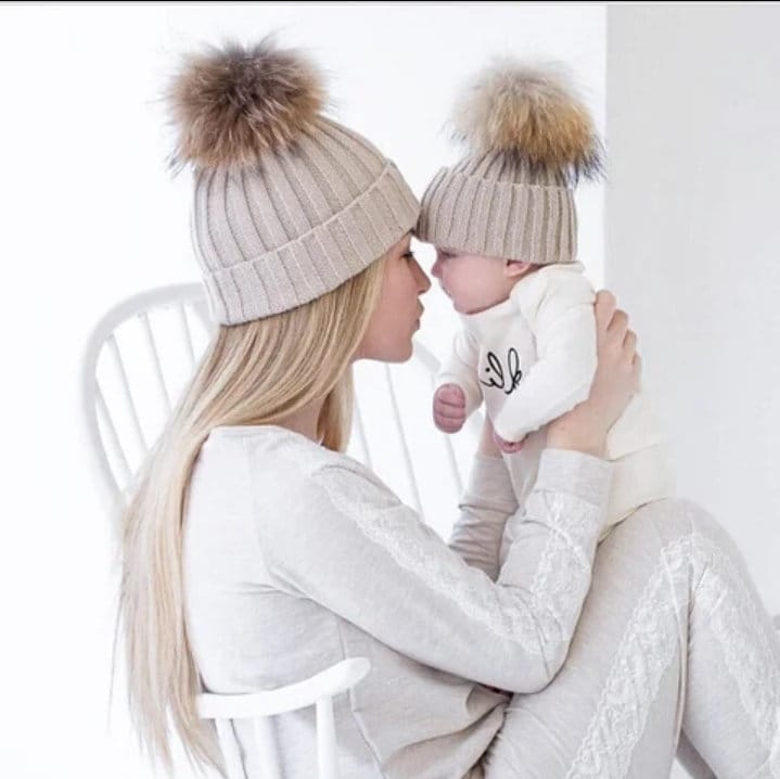 Mama Dada Mini Matching Pom Beanies Personalized Embroidery Unique gift Mom Daughter Dad Papa Son Grandma Sister Aunt